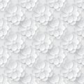 Seamless pattern with white paper flowers.