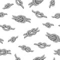 Seamless pattern with white ropes and marine knots over white background