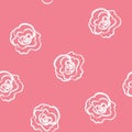 Seamless pattern with white roses on a pink background