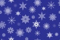 Seamless pattern white snowflakes on blue background