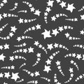 Seamless pattern. White stars on a black background. Vector illustration Royalty Free Stock Photo