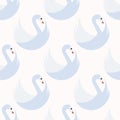 Seamless pattern with white swans in chessboard order