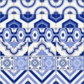 Seamless pattern white Turkish, Moroccan, Portuguese tiles, Azulejo, Arabic ornament