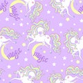 Seamless pattern with white unicorns. Vector illustration Royalty Free Stock Photo