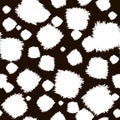 Seamless Pattern with white Watercolor Spots. Creative Abstract Aquarelle art hand paint on black Background. Vector Royalty Free Stock Photo