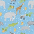 Seamless pattern with wild african animals