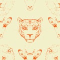 Seamless Pattern of a Wild Animal heads.