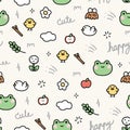Seamless pattern of wild animal and tiny icon background.Frog