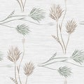 Seamless pattern of wild big gray and green flowers on a light gray background. Watercolor