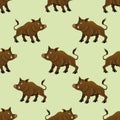 Seamless pattern with wild boars.