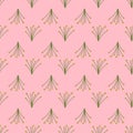 Seamless pattern of wild bouquets on a pink background.