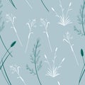 Seamless pattern with wild grasses silhouette