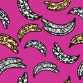 Seamless pattern with wild life colored bananas