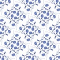 Seamless pattern wild small blue flowers and branchs on a white background. Ornament. Watercolor Royalty Free Stock Photo