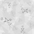 Seamless pattern of wild small gray flowers and figures on a light gray background. Watercolor Royalty Free Stock Photo