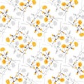 Seamless pattern wild small yellow and gray flowers on a white background. Ornament. Watercolor Royalty Free Stock Photo