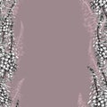 Seamless pattern with willow-herb on dark-pink