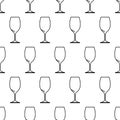 Seamless pattern from wine glass black contour on white Royalty Free Stock Photo