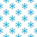 Seamless pattern of cartoon winter snowflakes, vector background. Repeated texture, surface, wrapping paper. Cute blue snow flakes Royalty Free Stock Photo