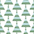 Seamless pattern for the winter theme of Christmas and New Year. New Year tree decorated with festive toys - balls, garlands and s Royalty Free Stock Photo