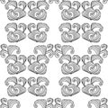 Seamless pattern withr Beautiful Monochrome Contour Element. Hand drawn Original vector background