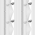 Seamless pattern Woman hidden eyes looking through vertical venetian blinds eps 10