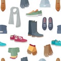 Seamless Pattern with Women Accessories and Shoes Royalty Free Stock Photo