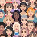 Seamless pattern with women faces Royalty Free Stock Photo