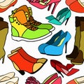 Seamless pattern of women's shoe color. vector illustration Royalty Free Stock Photo