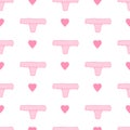 Seamless pattern with women underwear. Background with panties and hearts. Hand drawn