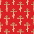 Seamless pattern with wooden cross. Religious background