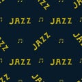 Seamless pattern with word jazz. Vector illustration.