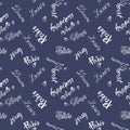 Seamless pattern with letters on the theme of paris and travel on blue background Royalty Free Stock Photo