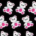 Seamless pattern with Wrong and Raped Teddy Bear toy. Black Emo Goth background. Gothic aesthetic in y2k, 90s, 00s and Royalty Free Stock Photo