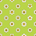 Seamless Pattern with Y2k Flower Characters, Vibrant and Playful Nostalgic Design Features Retro-inspired Blooms