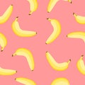 Seamless pattern with yellow bananas. Flat style