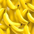 Seamless pattern of yellow bananas on white background. Vector illustration