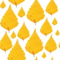 Seamless pattern - yellow birch leaves