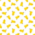 Seamless pattern with yellow chickens. Baby background.