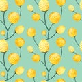 Seamless pattern yellow craspedia