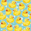 Seamless pattern with yellow ducks.