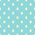 Seamless pattern with yellow Easter eggs on powder blue stripy background Royalty Free Stock Photo
