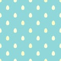 Seamless pattern with yellow Easter eggs on powder blue stripy background Royalty Free Stock Photo