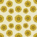 Seamless pattern of yellow fantasy flowers.