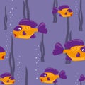 Seamless pattern yellow fish