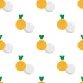 Gold Medal and Golf Ball Seamless Pattern Royalty Free Stock Photo