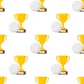 Trophy Cup and Golf Ball Seamless Pattern Royalty Free Stock Photo