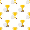 Trophy Cup and Golf Ball Seamless Pattern Royalty Free Stock Photo