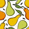 Seamless pattern with yellow and green pear. Fruit background. Vector print for fabric and wallpaper. Royalty Free Stock Photo