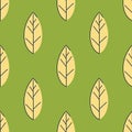 Seamless pattern of yellow leaves on a solid background. Strict flat design. Geometric location. Printing on fabric Royalty Free Stock Photo